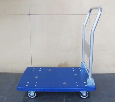 acheter chariot en plastique mobile à la plate-forme 300kg avec le panneau en plastique bleu, bleu/gris fabrication en ligne
