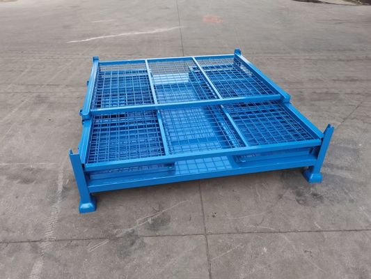 Contenant en acier pliable empilable avec protection contre les mailles De couleur bleue pour le stockage de la production de matériaux