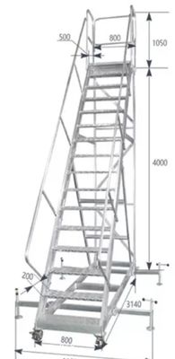 Échelle d'aluminium légère de 4 m de hauteur à deux niveaux facile à déplacer pour l'utilisation de rayonnages d'entrepôt