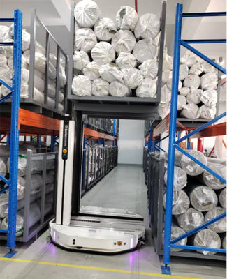 Système de stockage de rouleaux de tissu personnalisable avec fonctionnement par chariot élévateur ou AGV pour les entrepôts de taille moyenne et petite